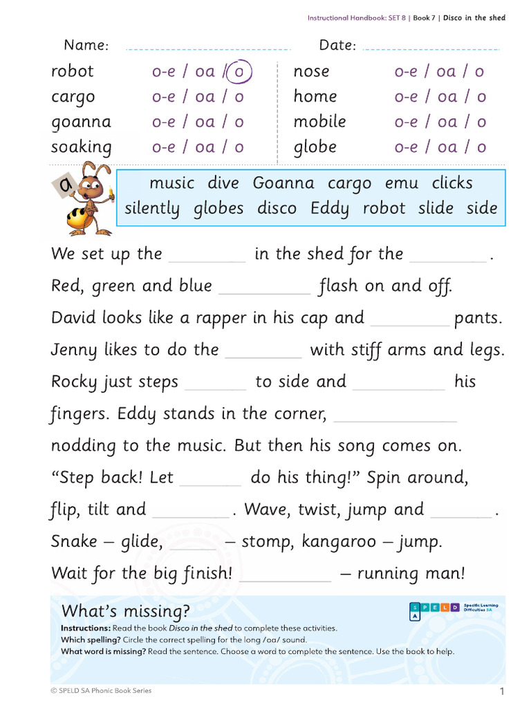 Disco in The Shed Worksheets | PDF