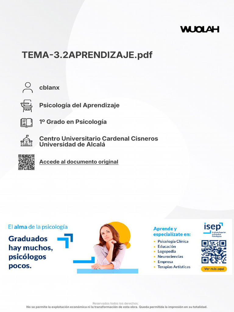 Tema-3 2aprendizaje PDF | PDF | Aprendizaje | Ciencia cognitiva
