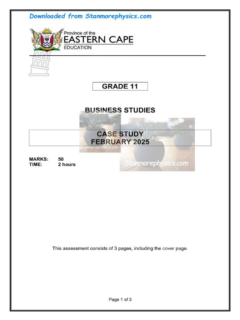 EC Business Studies Grade 11 CASE STUDY Term 1 2025 and Memo | PDF