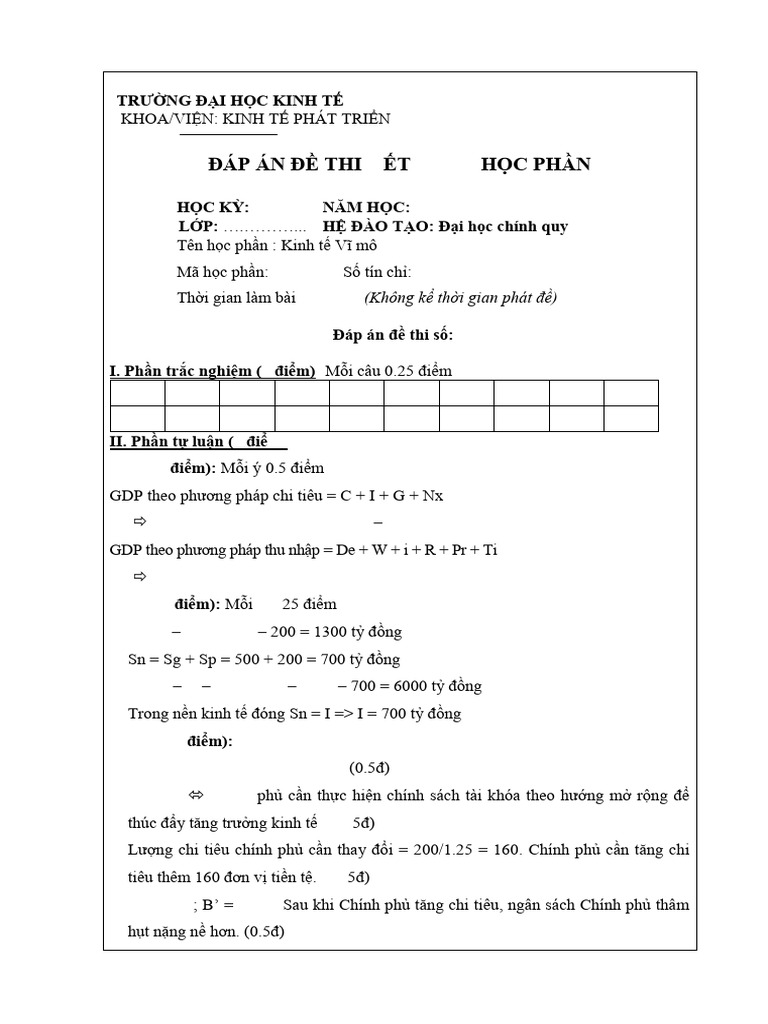Dap An de 1 | PDF