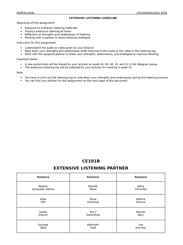 Extensive Listening Guidline | PDF | Learning | Cognitive Science