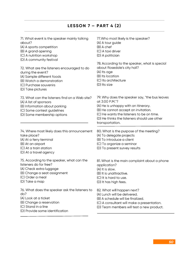 Lesson 7 - Listening - CA | PDF
