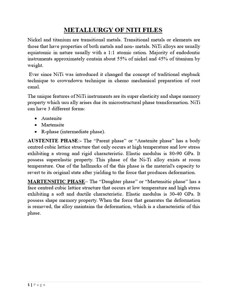 Metallurgy of Niti Files | PDF | Shape Memory Alloy | Metals