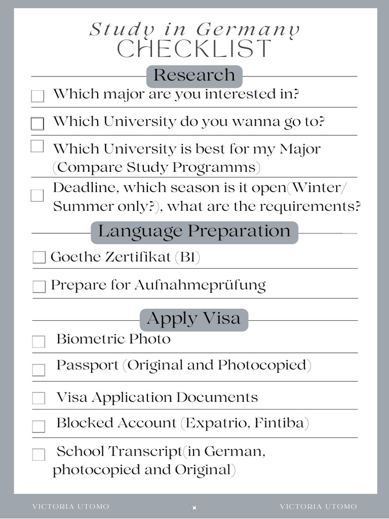 Study in Germany CHECKLIST | PDF