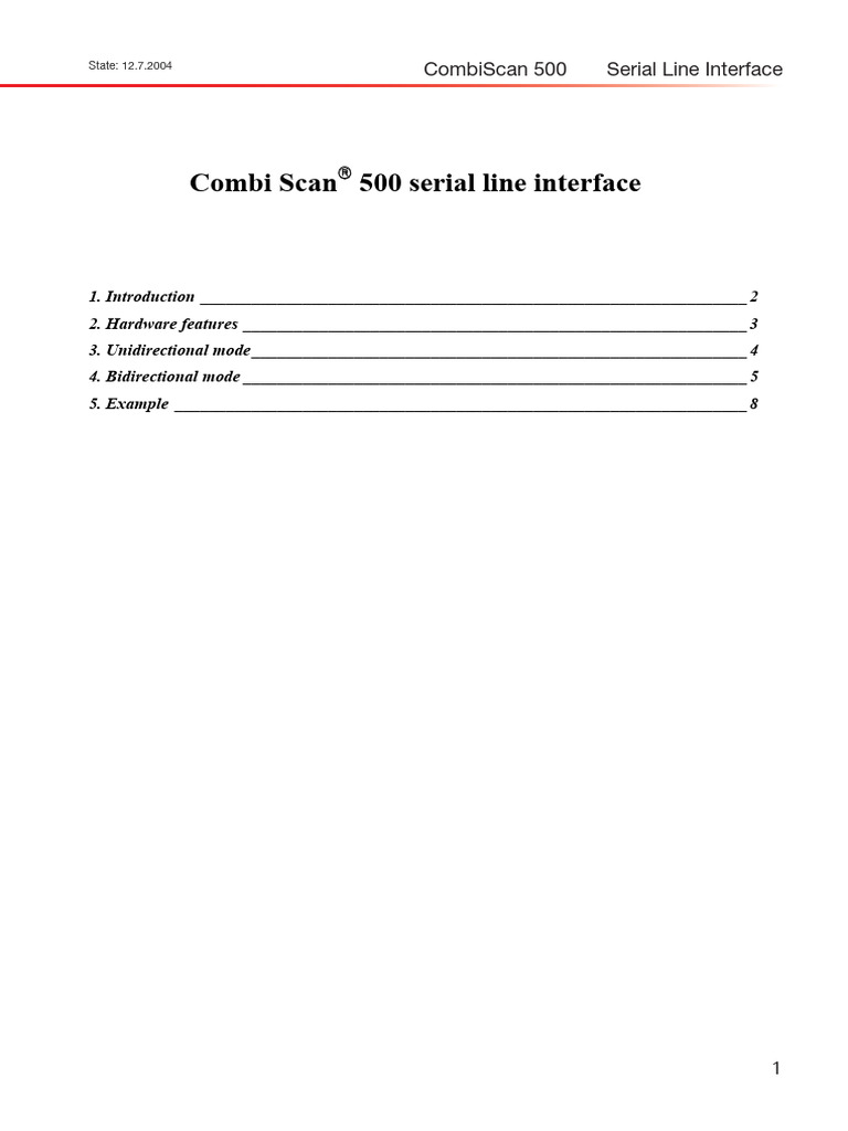 Combi Scan 500 Serial Line Interface | PDF | Computer Data | Computing
