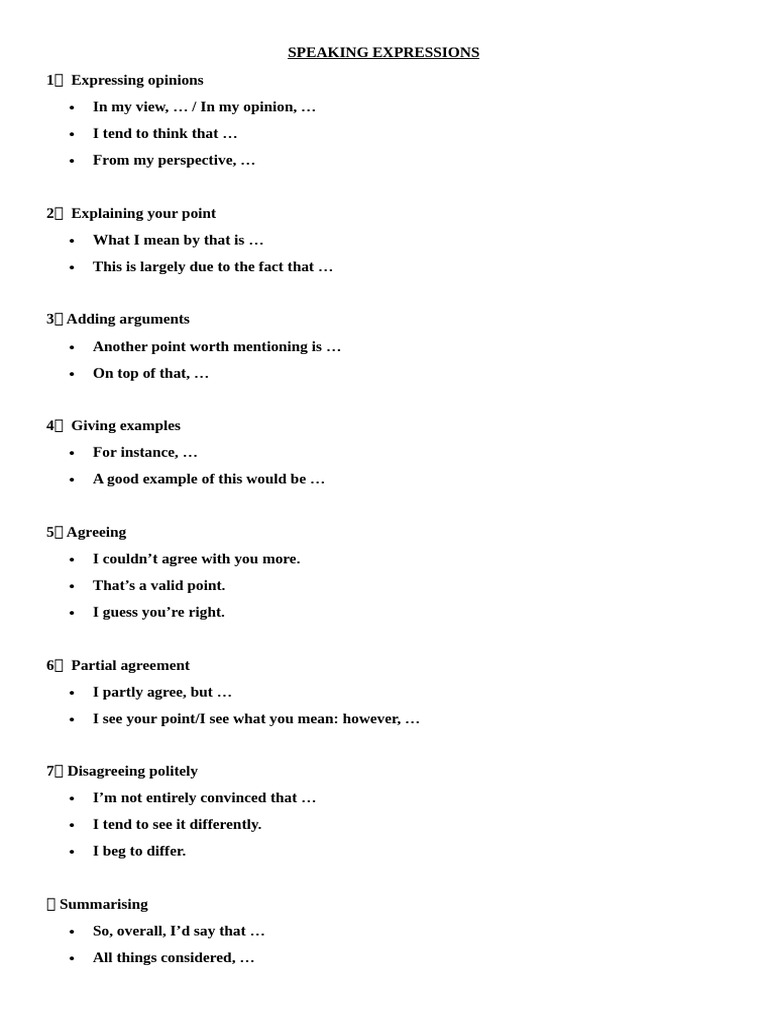 Speaking Expressions | PDF