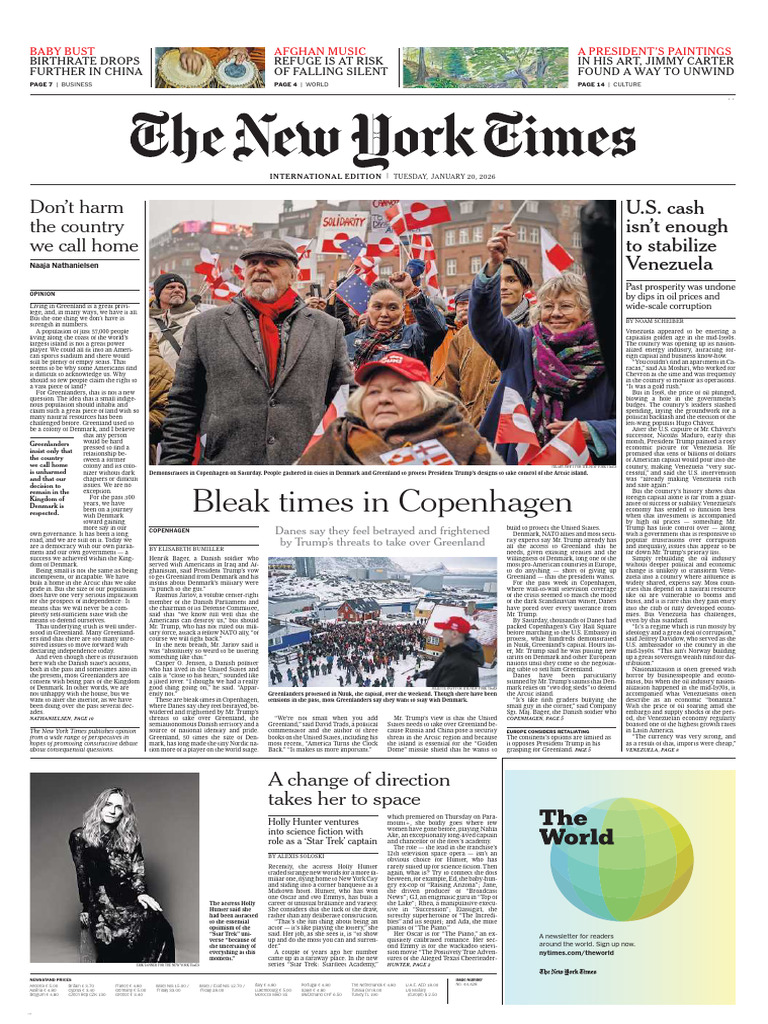 New York Times - IE - January 20, 2026 | PDF | Denmark | Greenland