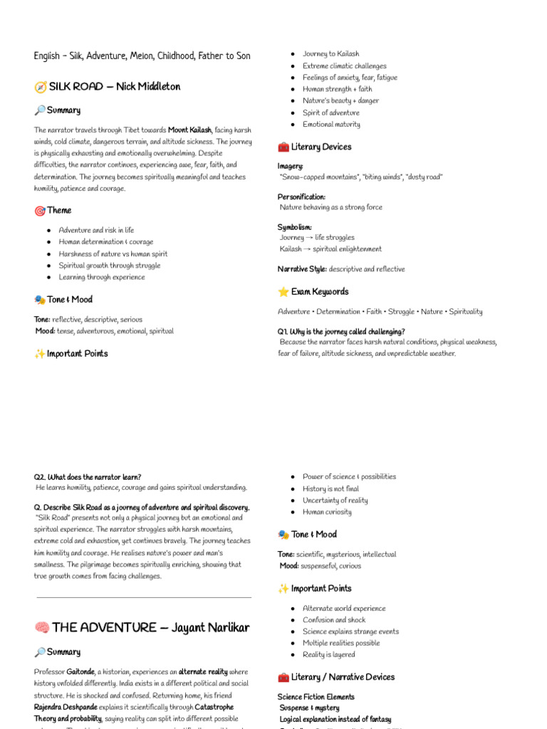 Eng Exam Notes | PDF | Poetry