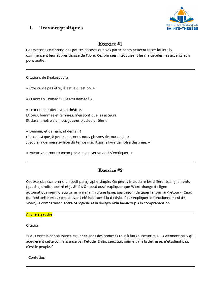 Travaux Pratiques | PDF | Texte