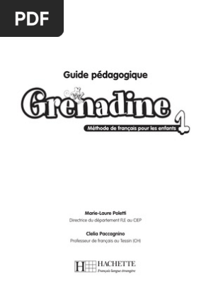 Guide Pédagogique Grenadine 1 Langue Française Lecture - 