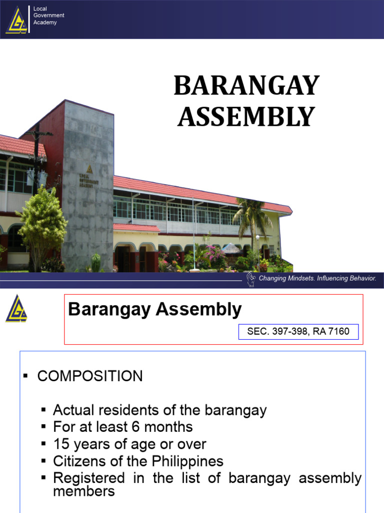 Day 5 4.14 - Barangay Assembly | PDF | Legal Documents | Government