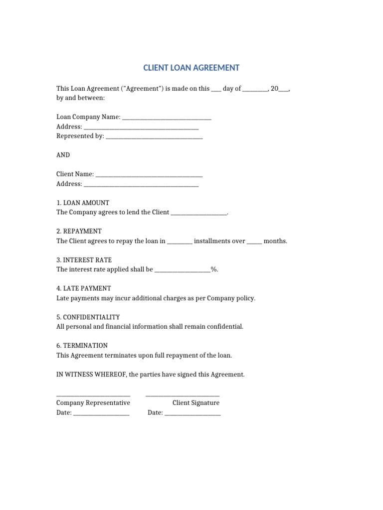 Client Loan Agreement Contract | PDF