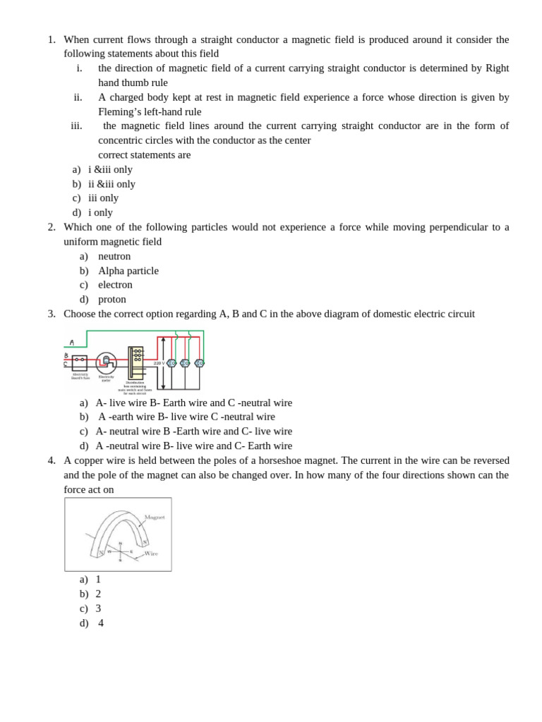 Magnetic Effects of Electric Current - 1 | PDF | Magnetic Field ...