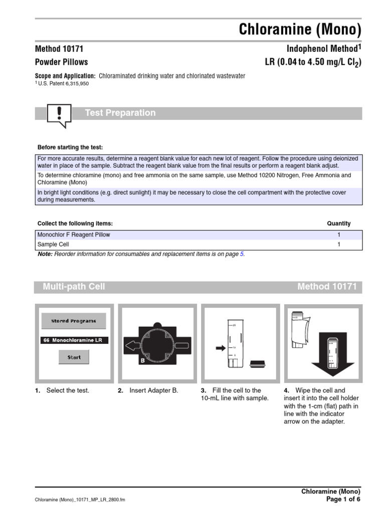 Chloramine (Mono) - 10171 - MP - LR - 2800 | PDF | Magnesium | Chlorine