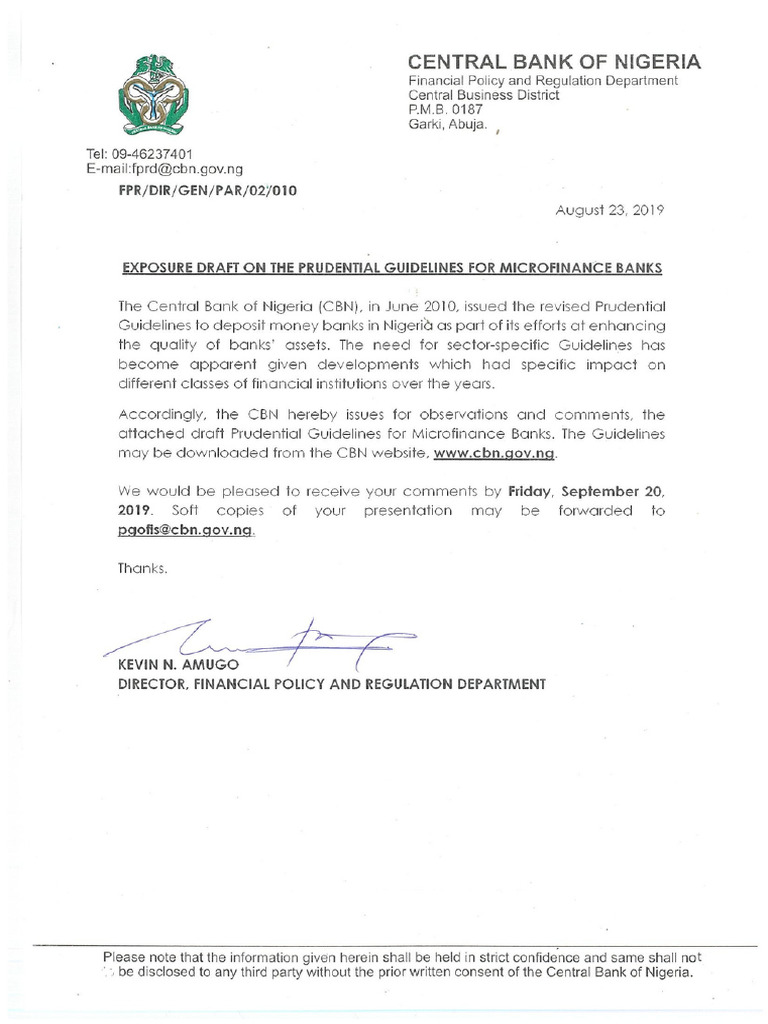 Nigeria Prudential Guidelines For MFB PDF | PDF | Line Of Credit | Debt