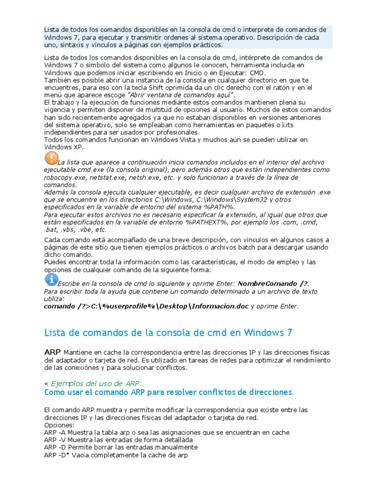 CMD o Interprete de Comandos de Windows | PDF | Registro de Windows ...