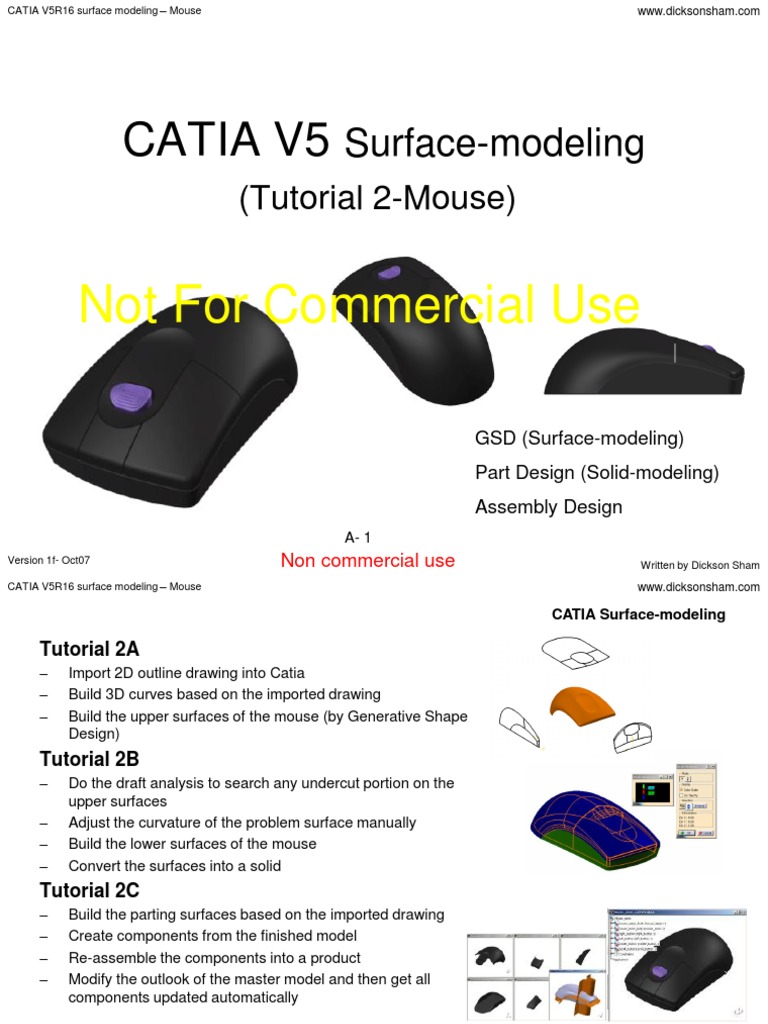 CATIA V5 Surface Modeling Tutorial | PDF | Point And Click | Double Click