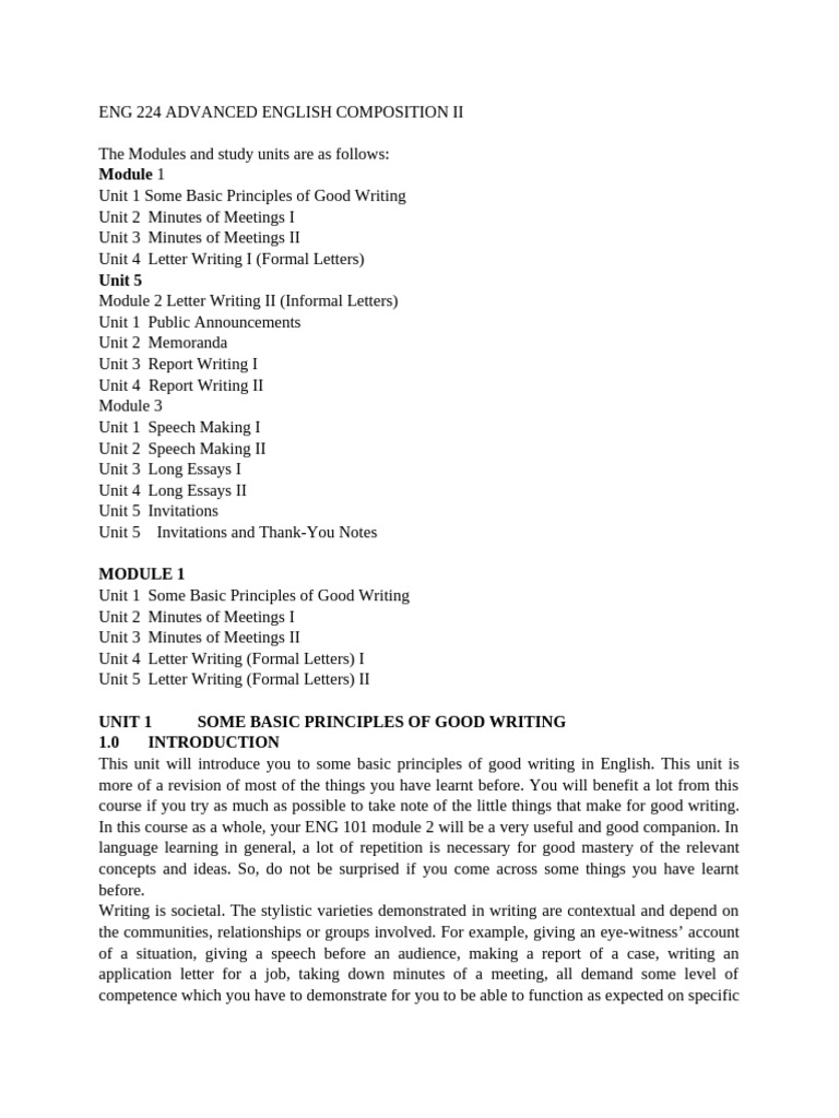 Advanced English Composition II | PDF | Ellipsis | Subject (Grammar)