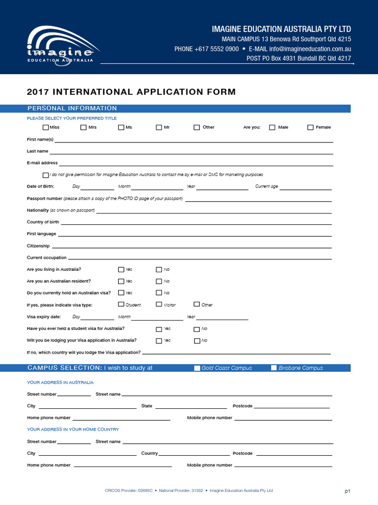 2017 International Application Form | PDF