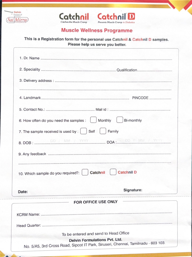 Catchnil Catchnil D Muscle Wellness Form | PDF