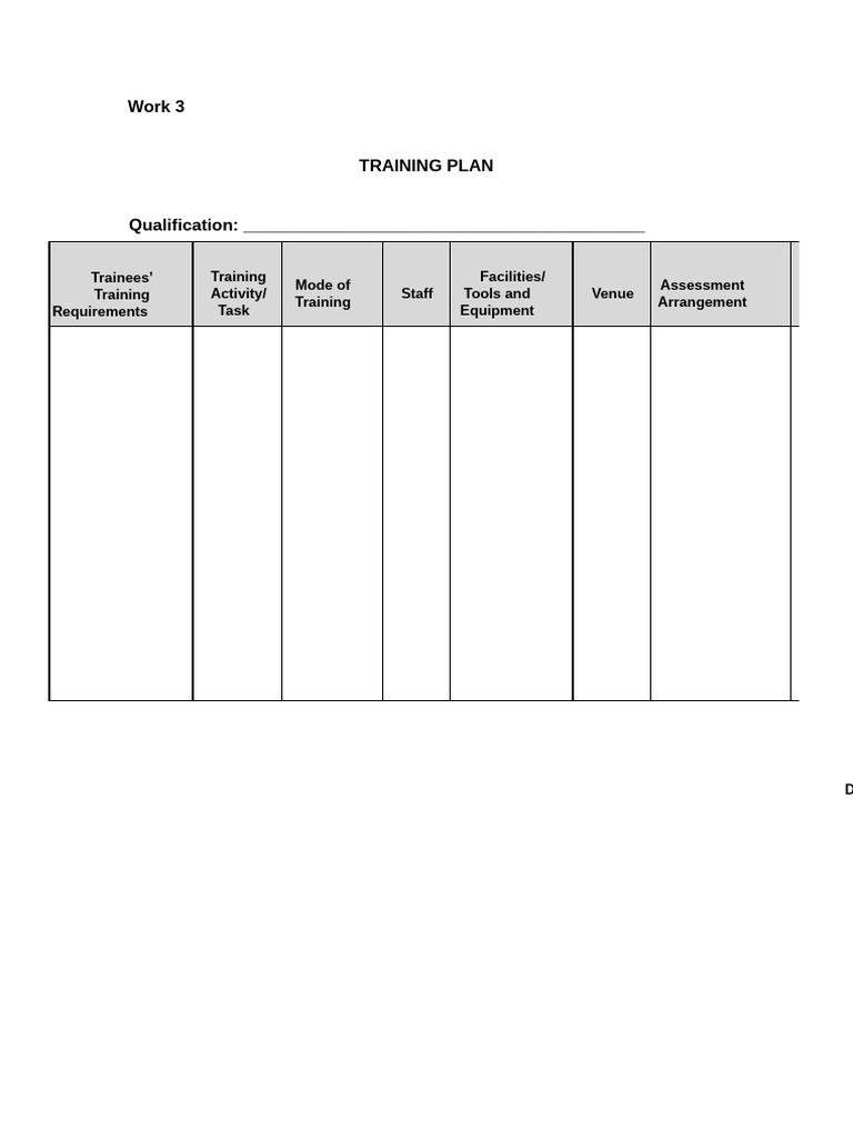 Work 3 - Training Plan | PDF