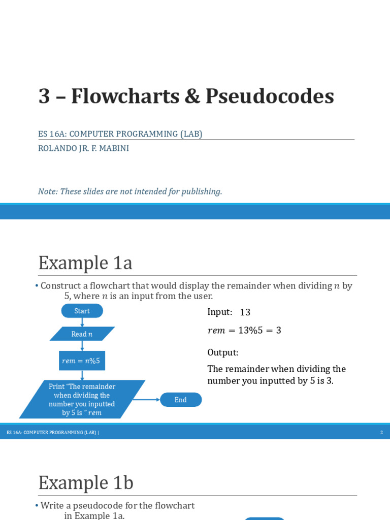 Lab 3 - Flowcharts and Pseudocodes | PDF | Office Equipment | Software ...