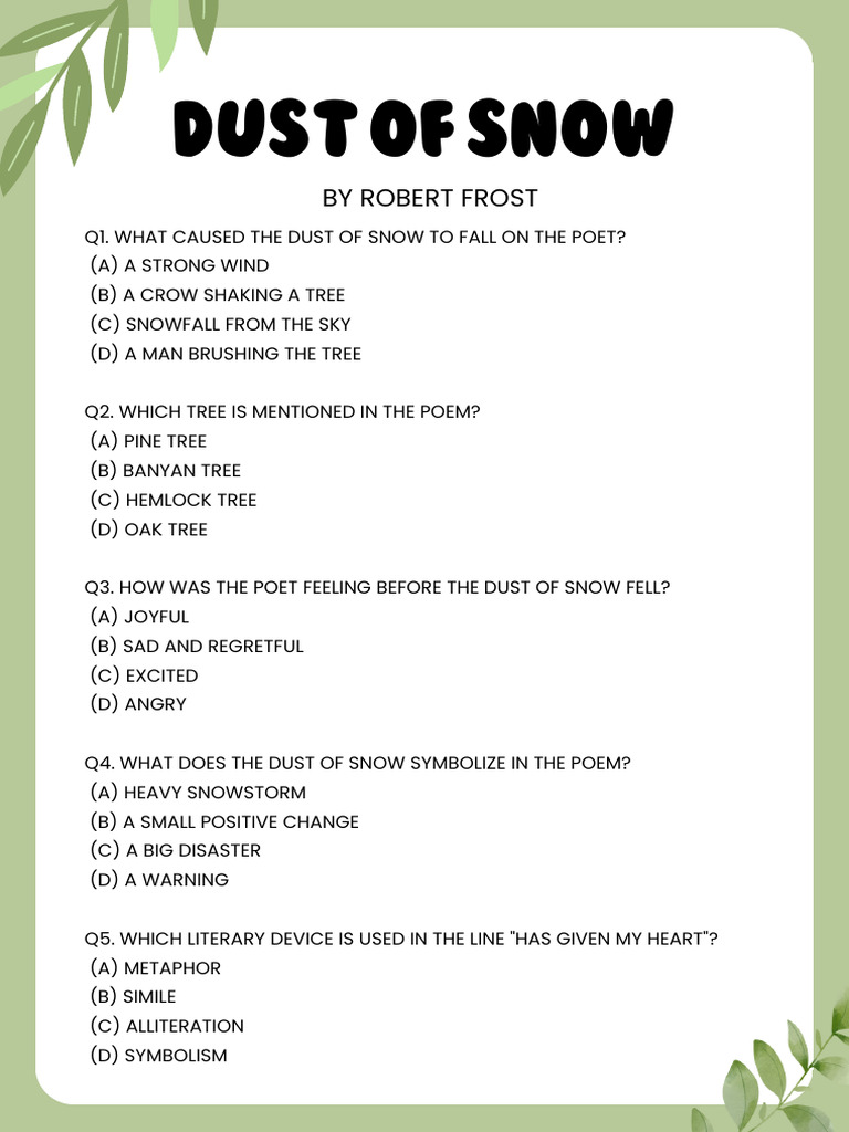 Dust of Snow Worksheet | PDF