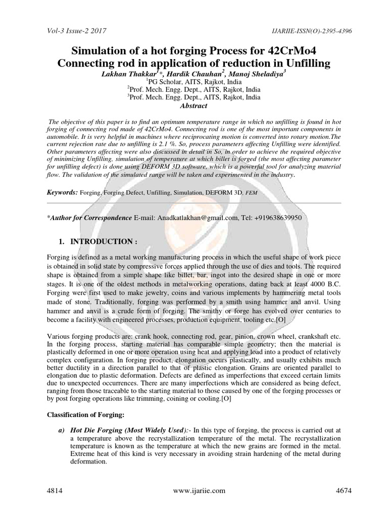 Simulation of A Hot Forging Process For, 2017 | PDF | Forging ...