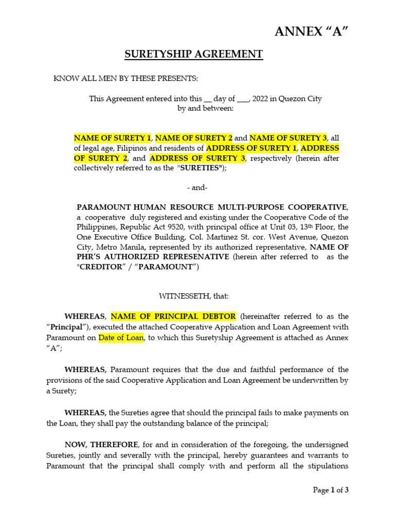 Suretyship Contract 3 | PDF | Surety | Civil Law (Legal System)
