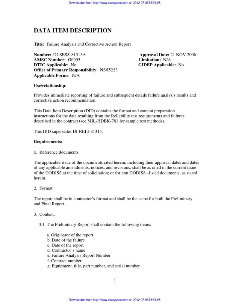 Failure Analysis Report Guidelines | PDF | Reliability Engineering ...
