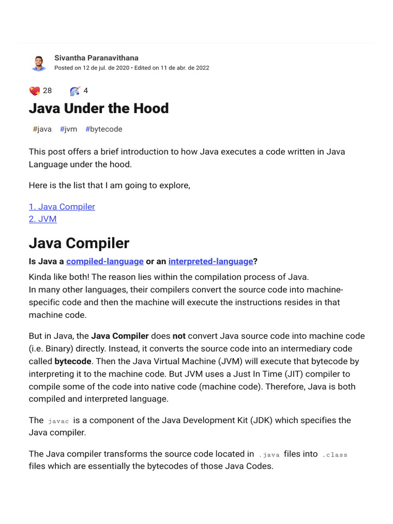 Java Under The Hood - DeV Community | PDF | Java Virtual Machine | Java ...