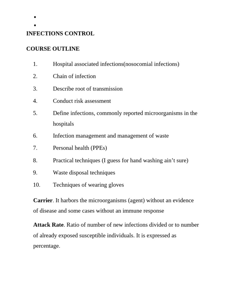 Infectin Control Notes | PDF | Infection | Hospital Acquired Infection