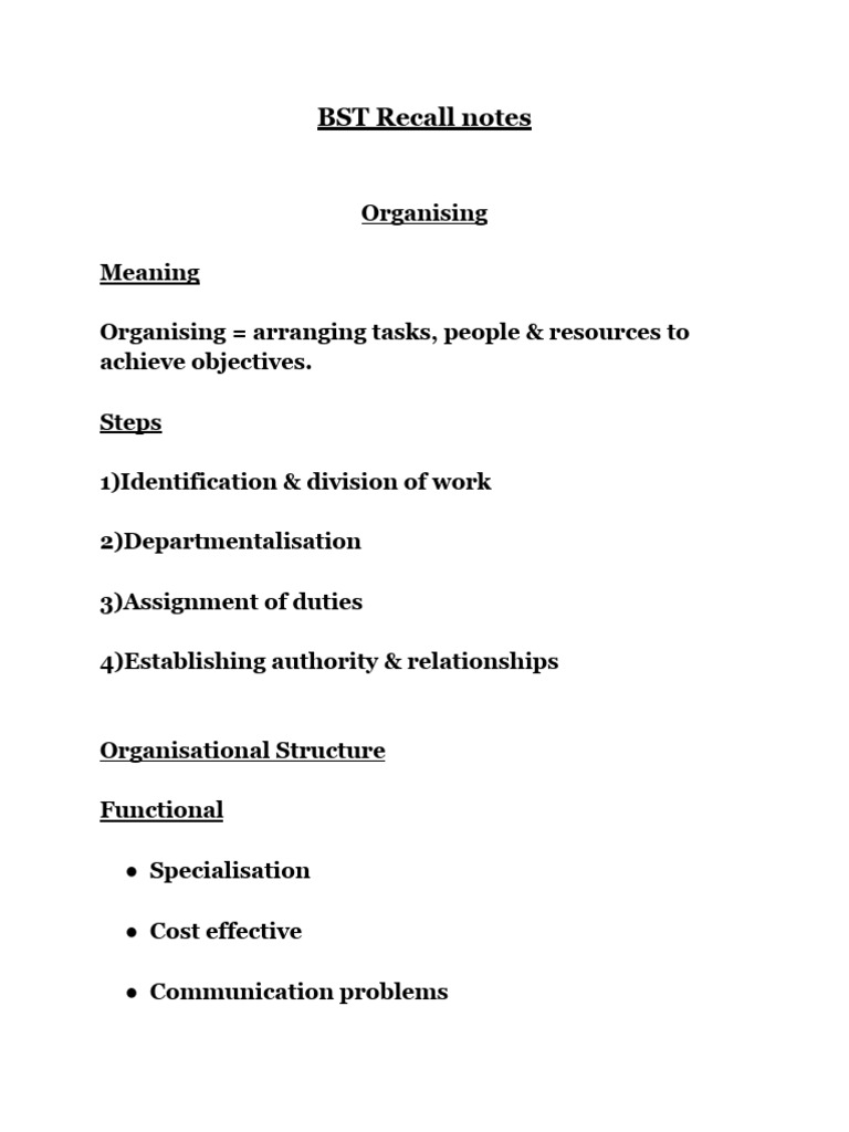 BST Recall Notes (Organising) | PDF