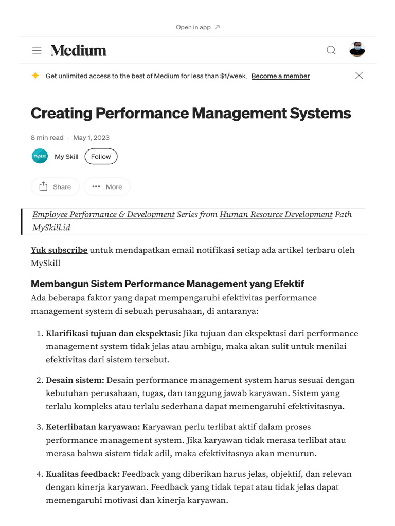Creating Performance Management Systems - by My Skill - Medium | PDF