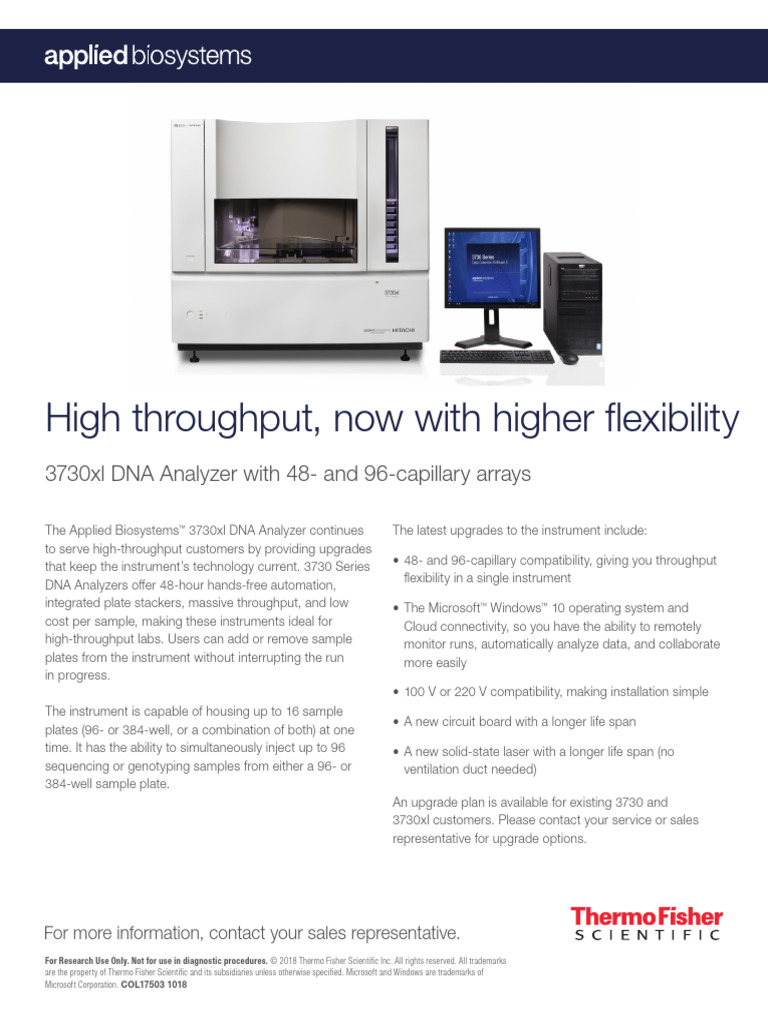 3730xl DNA Analyzer Upgrade Brochure | PDF | Dna Sequencing | Software