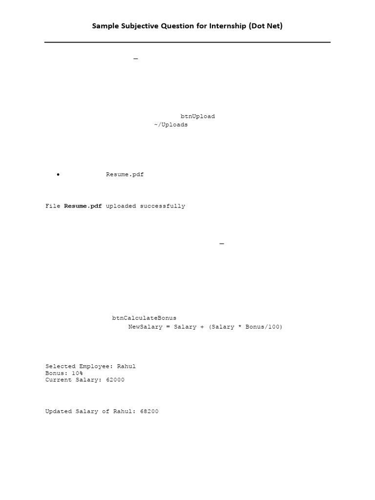 Sample Subjective Question - DotNet | PDF