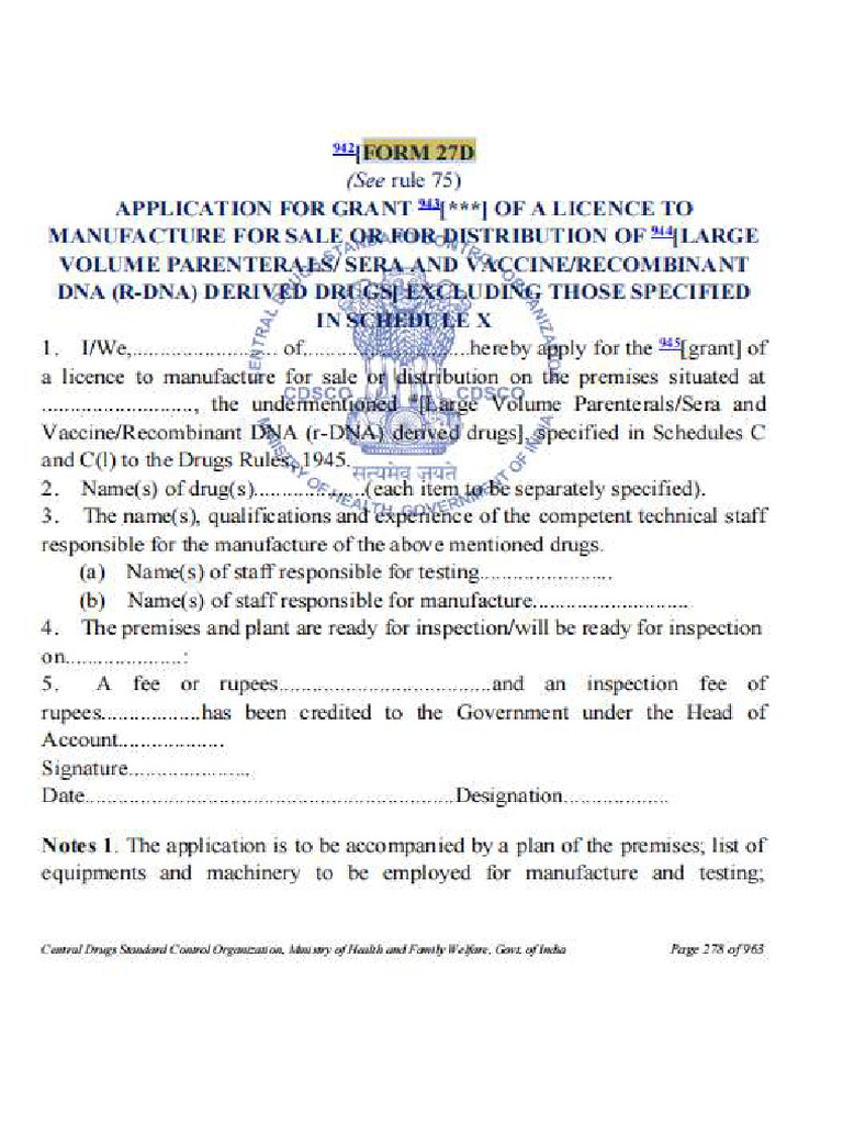 Manuf Form 27D | PDF