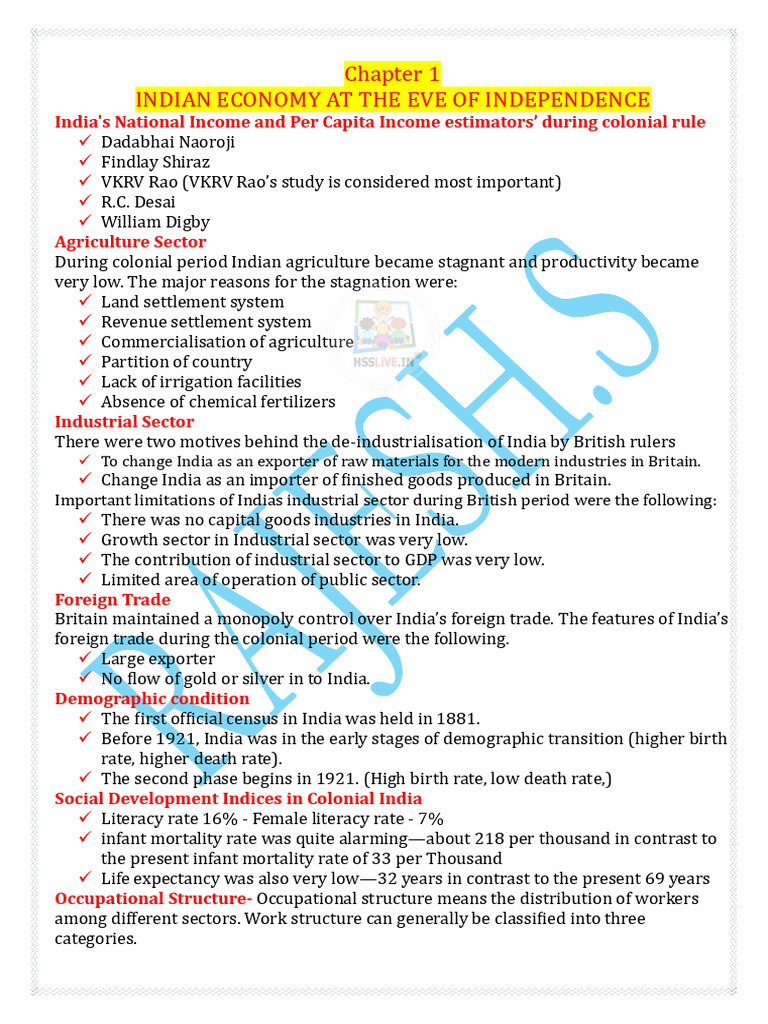 Hsslive Xi Economics Quick Revision Notes Rajesh | PDF | Cost Of Living ...