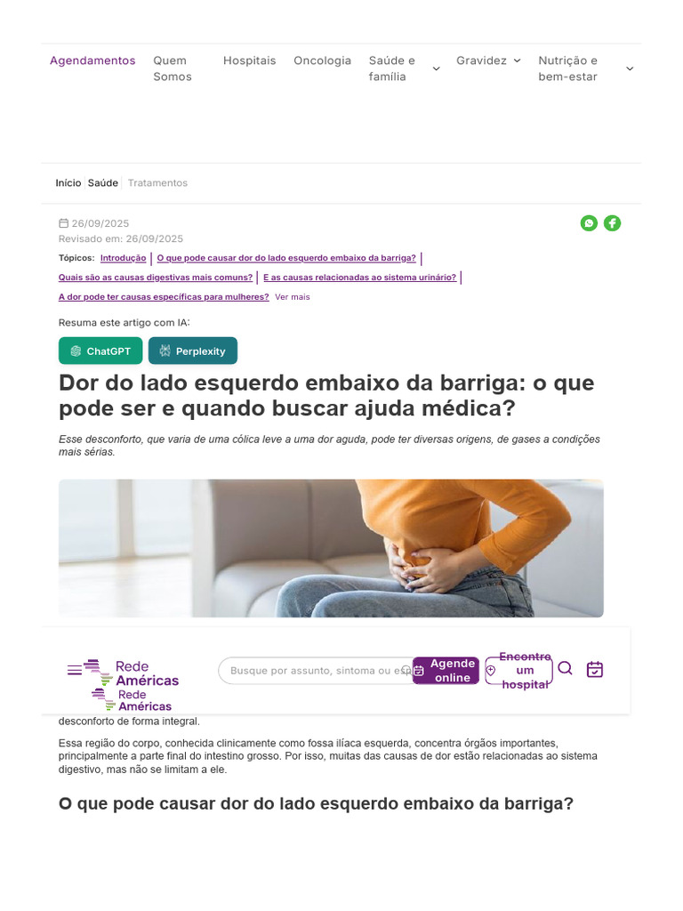 Dor Do Lado Esquerdo Embaixo Da Barriga - Causas e Sinais de Alerta ...