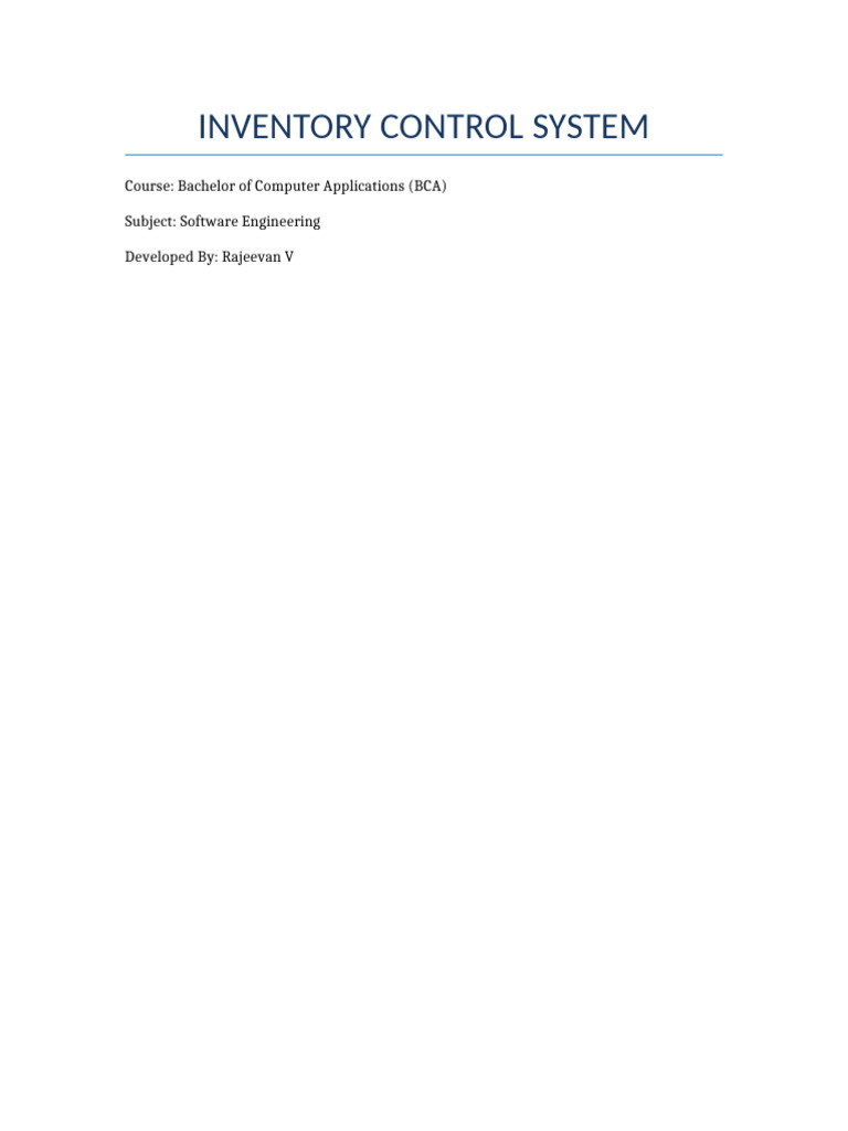 Inventory Control System With UML | PDF