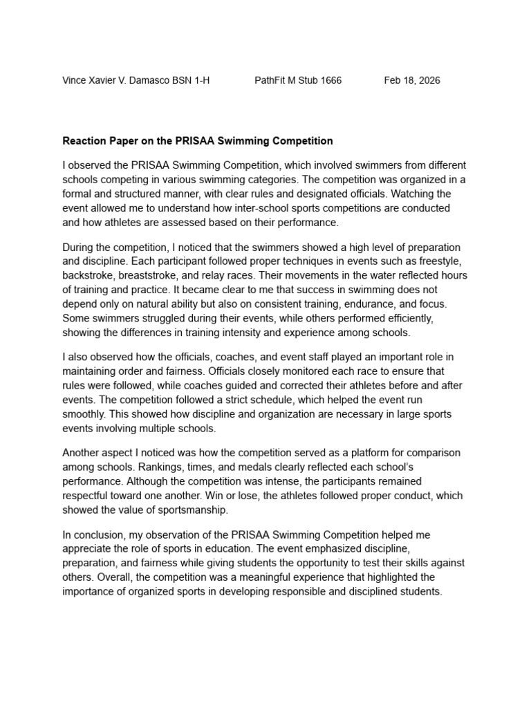 Reaction Paper PathFit | PDF