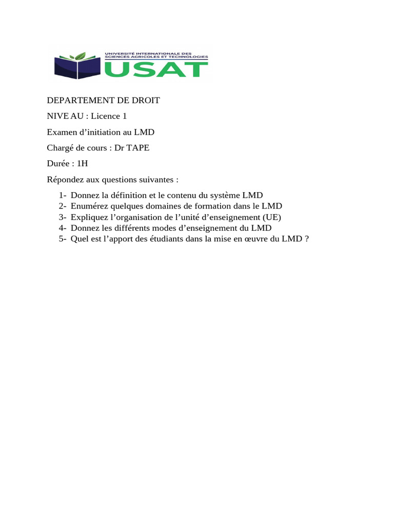 Initiation Au LMD | PDF