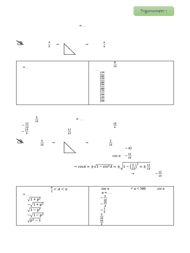 Latihan Trigonometri 1.1 | PDF