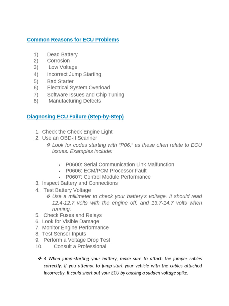 Common Reasons For ECU Problems | PDF