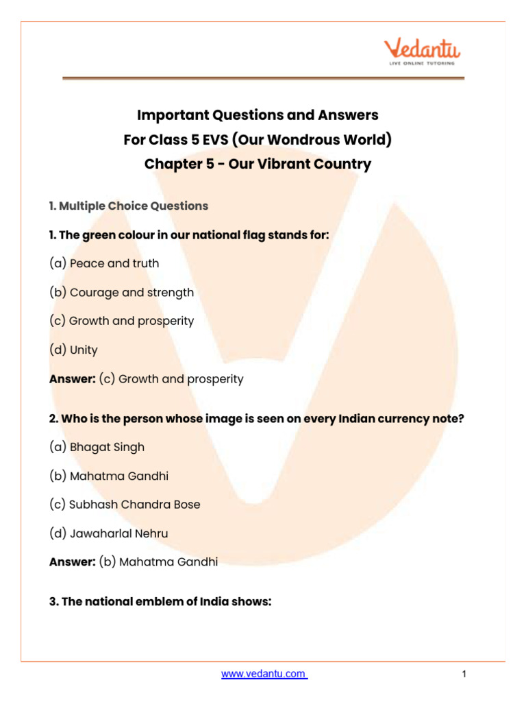 Important Questions Class 5 The World Around Us Chapter 5 - Free PDF | PDF