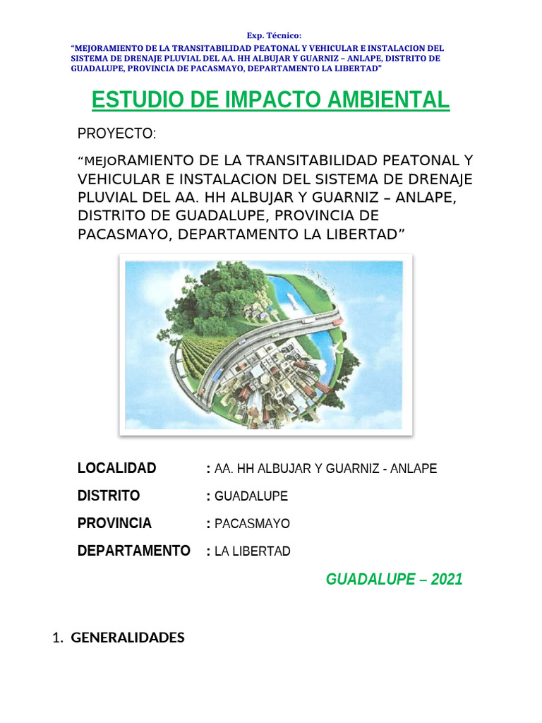 Estudio de Impacto Ambiental - Proyecto | PDF | Residuos | La ...