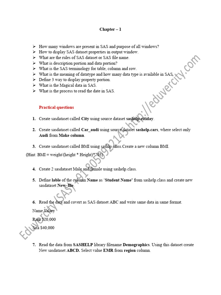 Chapter - 1 Assignments | PDF