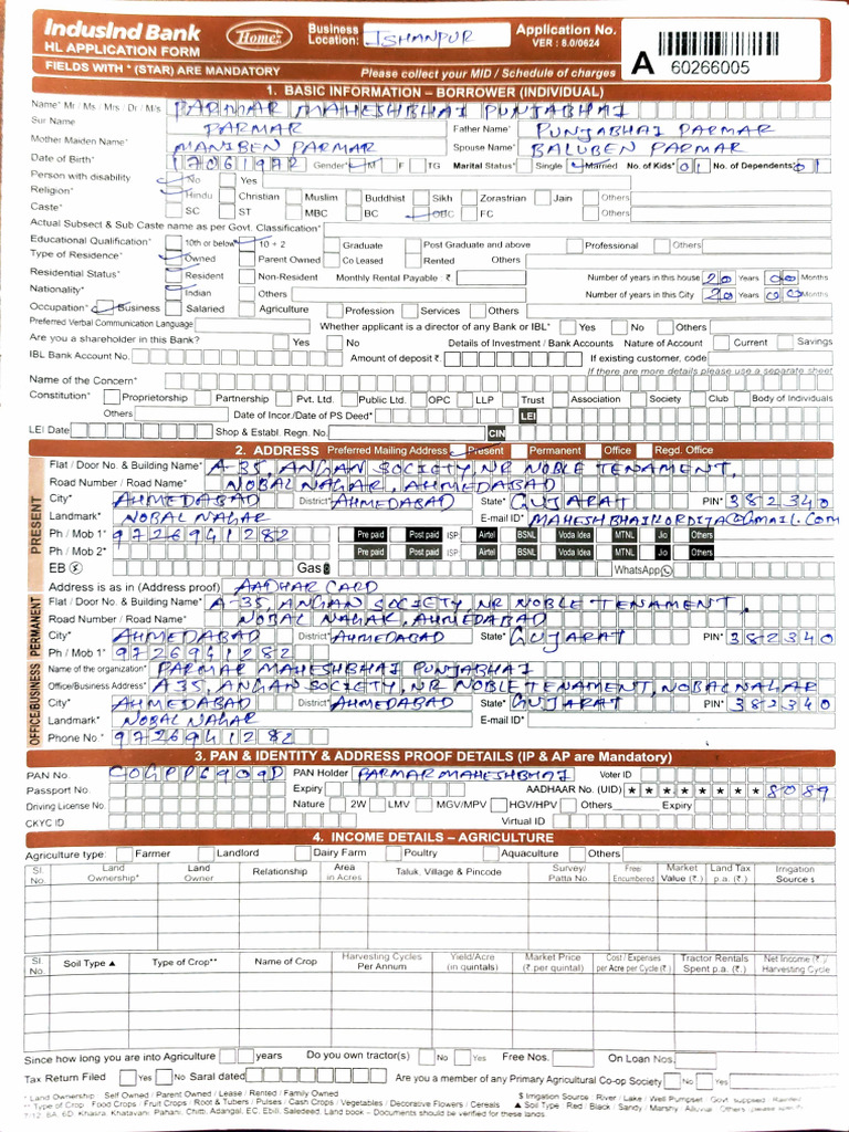 Mahesh Form New | PDF