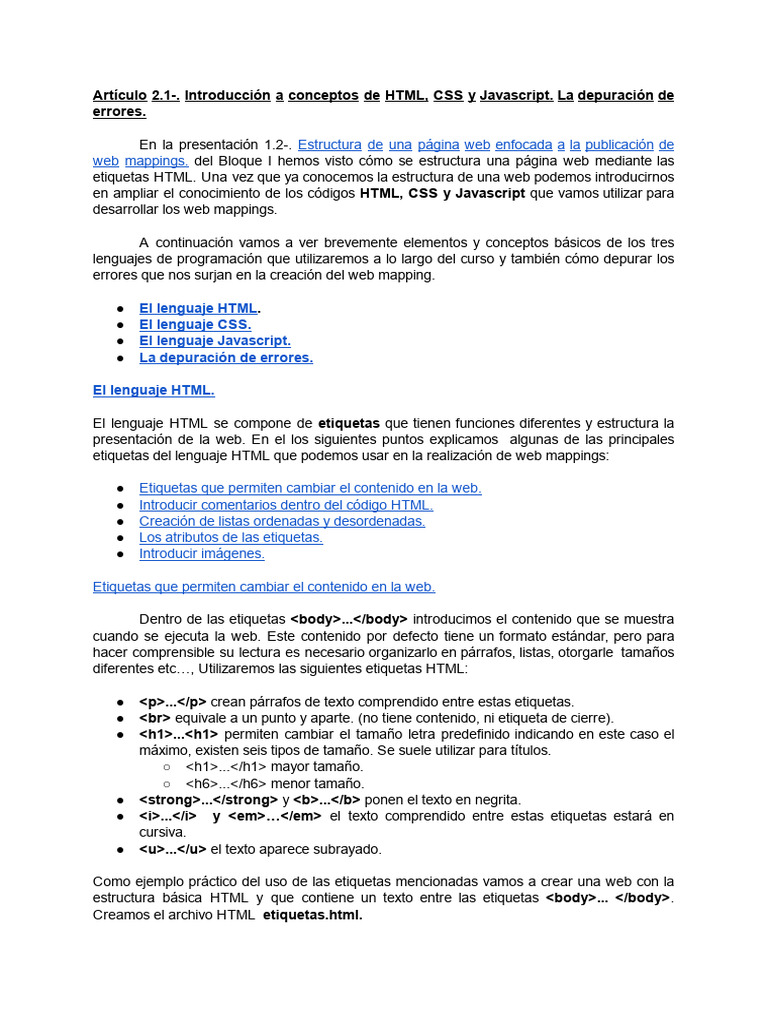 Bloque 2 Artículo 2.1-. Introducción A Conceptos de HTML, CSS y ...