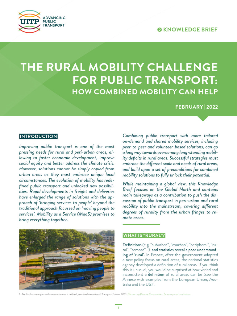 Knowledge Brief Rural Mobility FEB2022 Web | PDF | Transport | Economies